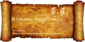 Birbauer Gajána névjegykártya